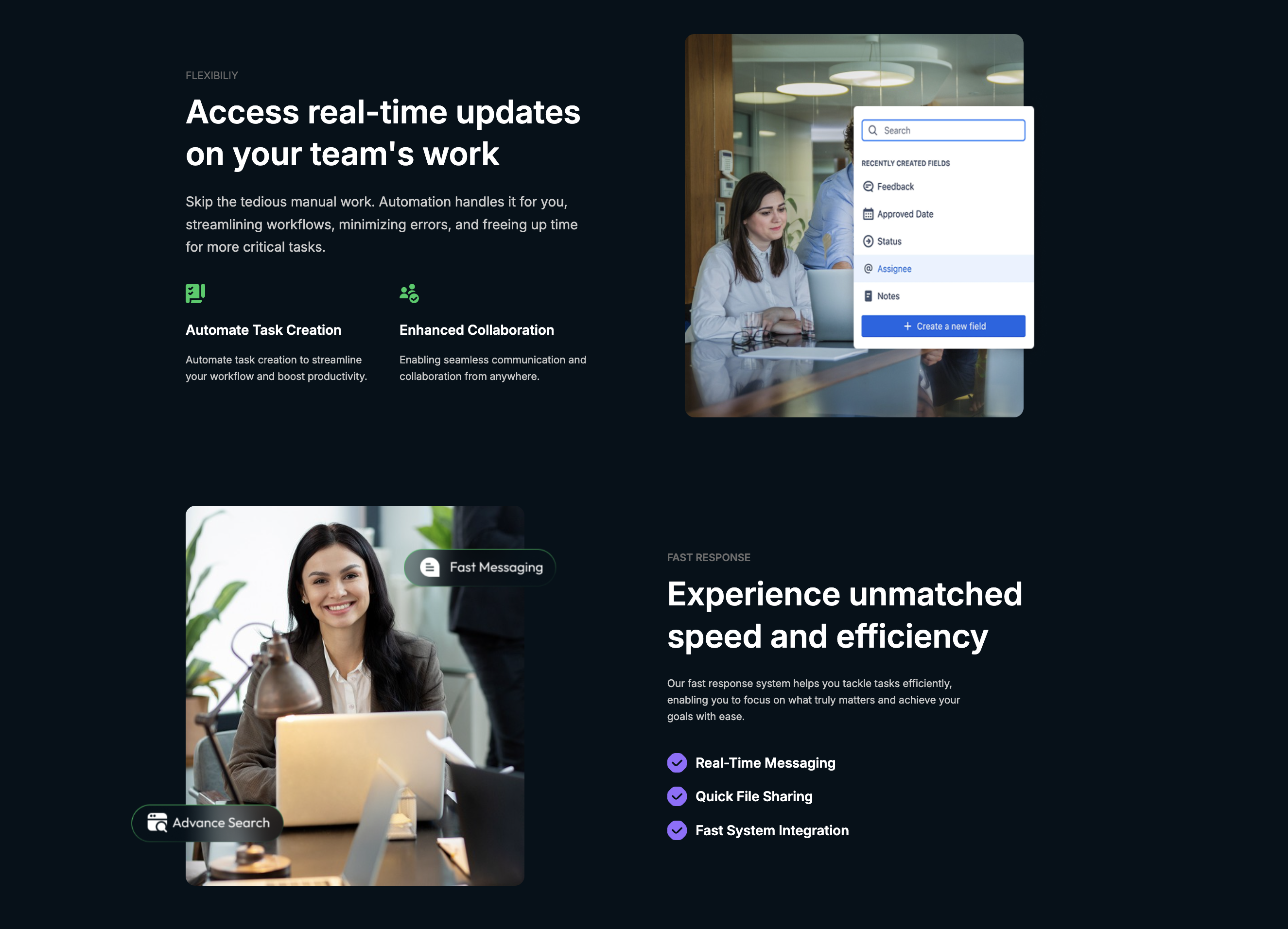Real-time updates interface
